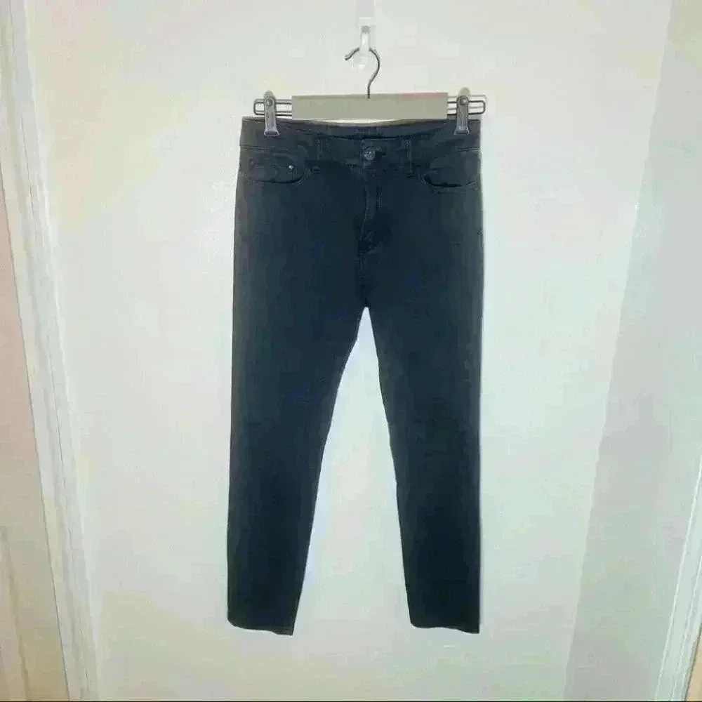 The Kooples High Waist Slim Leg Denim Jeans in Grey